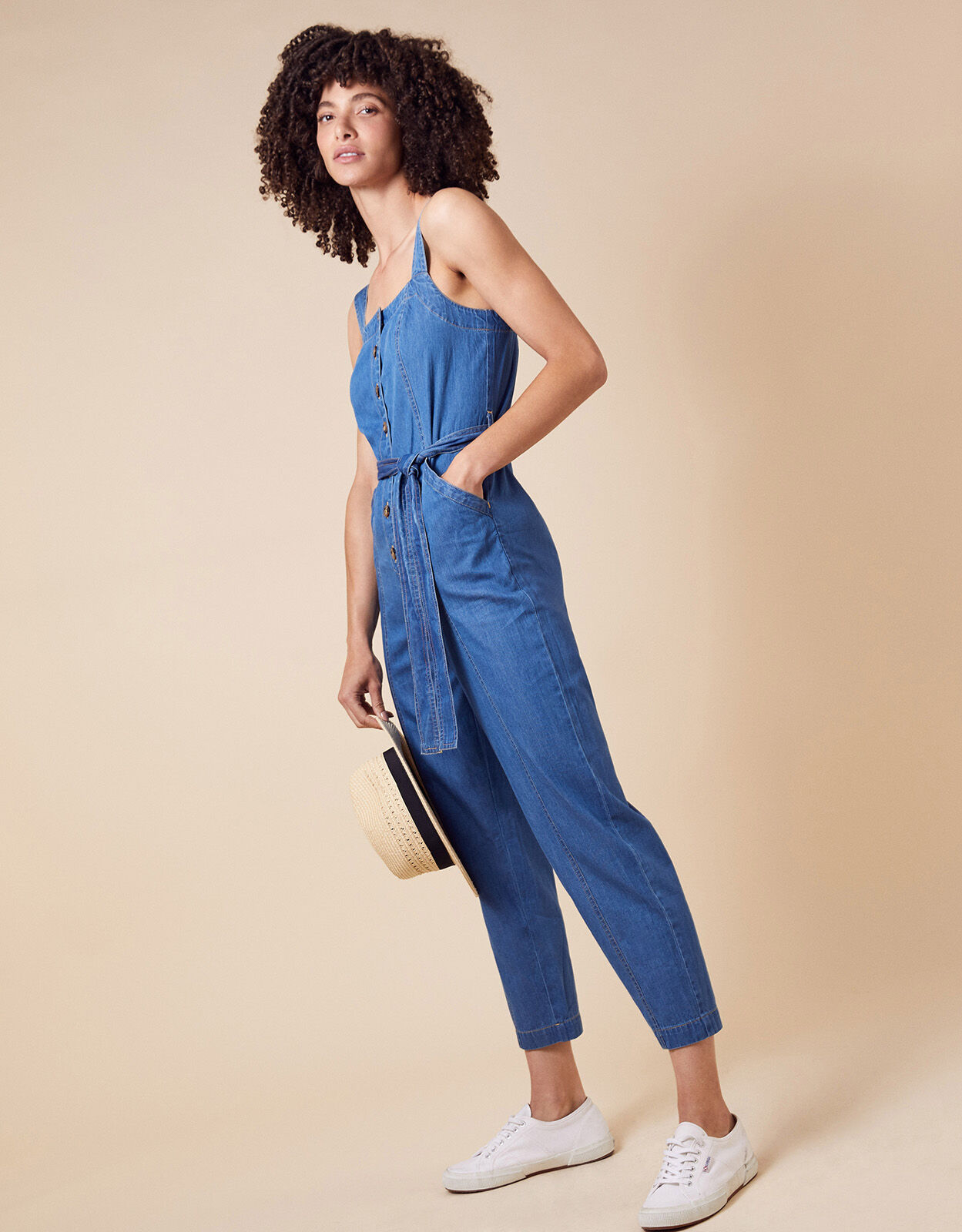 Monsoon denim jumpsuit deals
