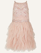 Boutique Butterfly Hand Embellished Dress, Pink (PINK), large
