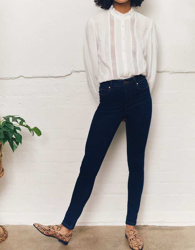 Nadine Dark Rinse Skinny Jeans with Organic Cotton, Blue (INDIGO), large