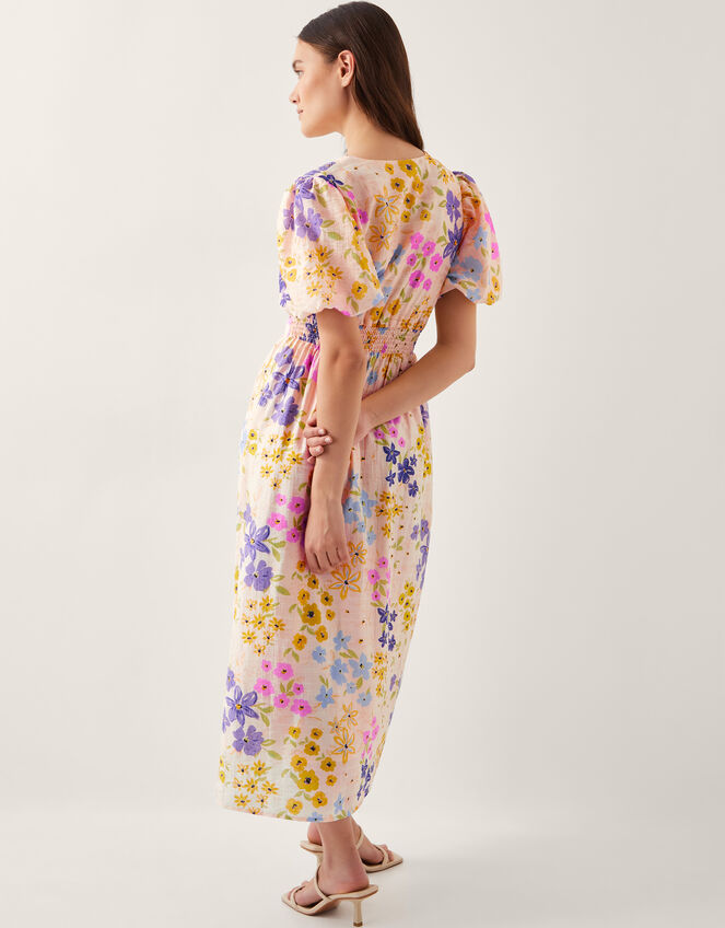 Madeline Floral Midi Dress, Ivory (IVORY), large