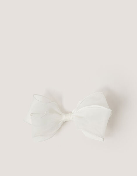 Large Organza Bow Hair Clip, Ivory (IVORY), large