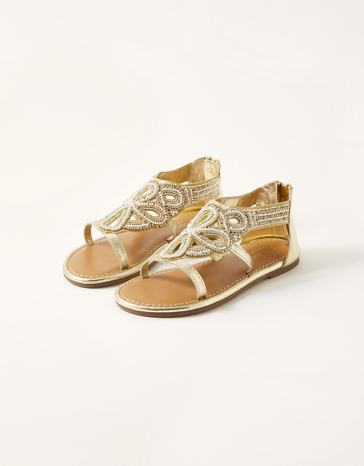 Gold shop beaded sandals