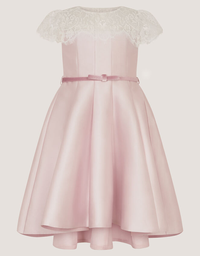 Angelina Lace Satin Party Dress, Pink (DUSKY PINK), large