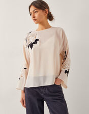 Ariah Floral Embellished Blouse, Cream (CREAM), large