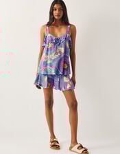 Monika High-Waisted Floral Print Shorts, Blue (BLUE), large