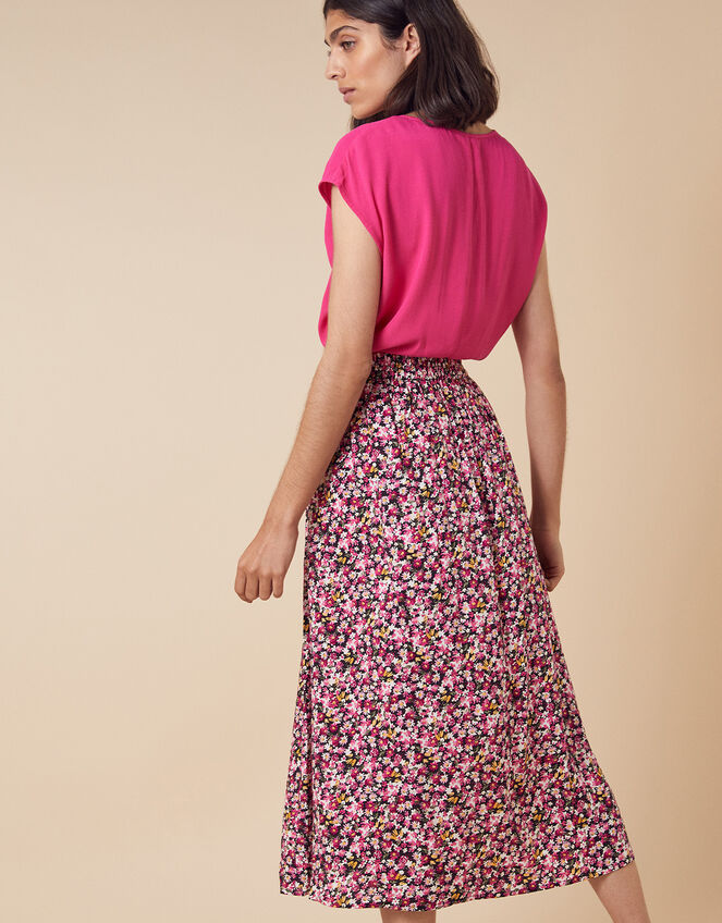 Ditsy Floral Midi Skirt in LENZING™ ECOVERO™, Pink (PINK), large