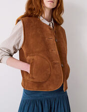 East Zohra Reversible Suede Vest, Tan (TAN), large