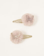Butterfly Pom-Pom Hair Clips, , large