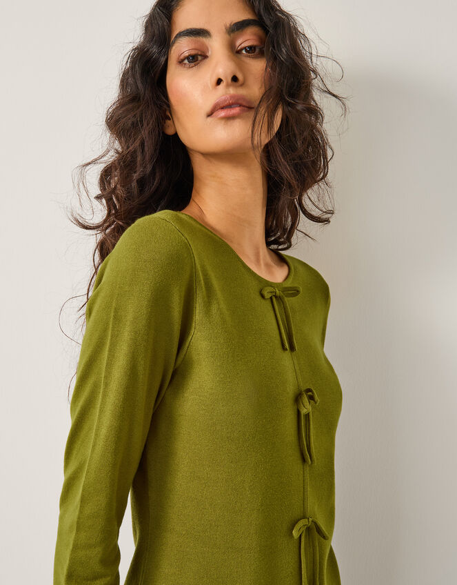 Bayle Bow Knit Mini Dress, Green (GREEN), large