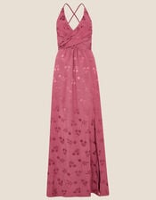 Annie Satin Jacquard Maxi Dress, Pink (ROSE), large