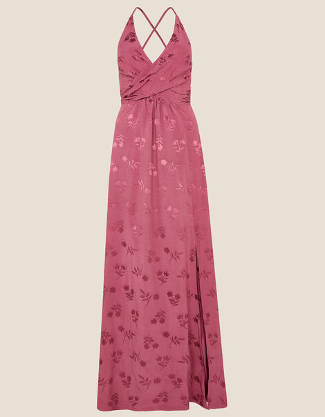 Annie Satin Jacquard Maxi Dress Pink, Pink (ROSE), large