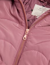 Belted Scallop Puffer Coat, Pink (PINK), large