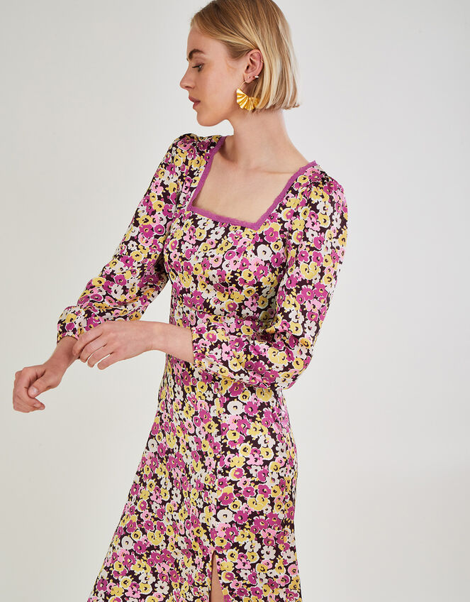 Daria Long Sleeve Midi Dress with Recycled Polyester, Pink (PINK), large