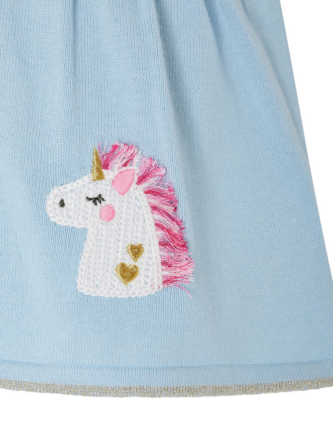 Baby Unicorn Cardigan in Pure Cotton, Blue (BLUE), large