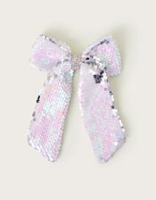 Reversible Sequin Bow Hair Clip, , large