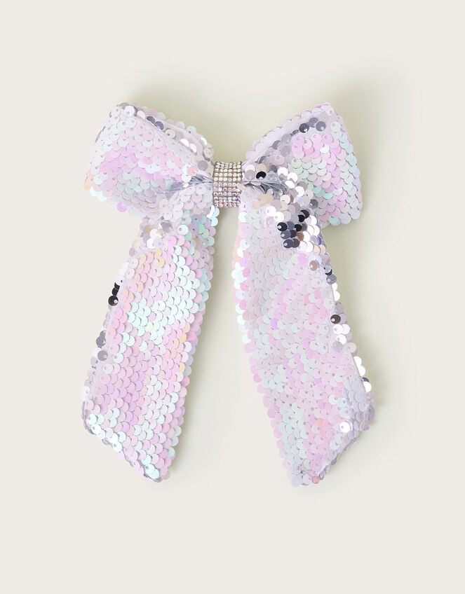 Reversible Sequin Bow Hair Clip, , large