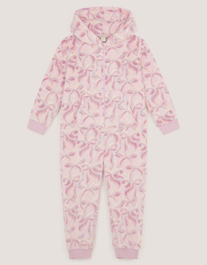 Glow In The Dark Bow Fleece Onesie, Pink (PINK), large