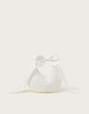 Pearly Bow Handle Tulle Bag, , large
