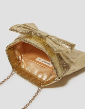 Mila Metallic Plisse Bow Bag, Gold (GOLD), large