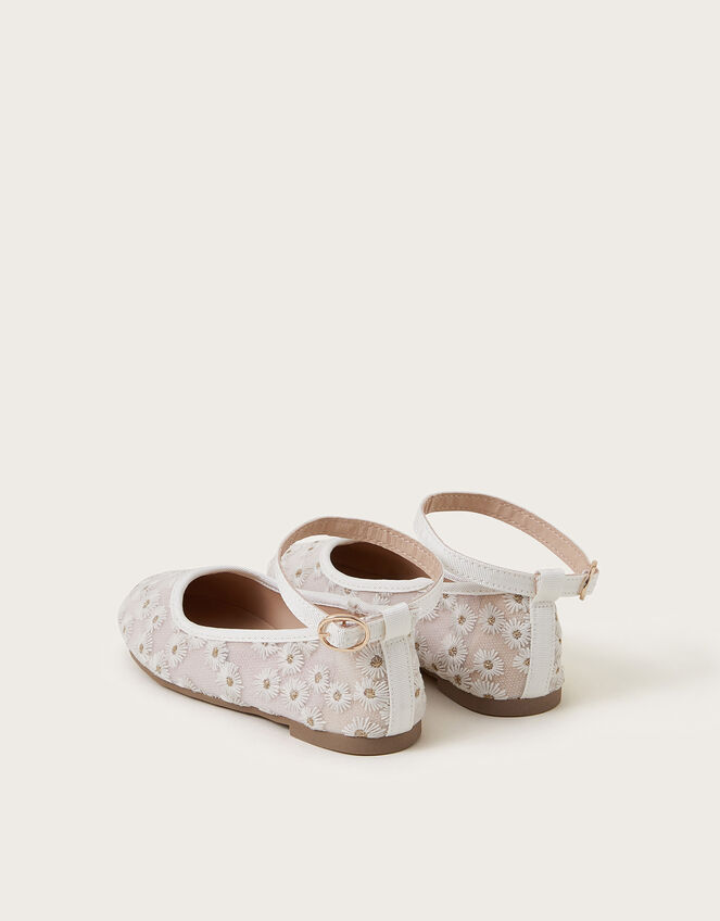 Daisy Embroidered Mesh Ballet Flats, Pink (PINK), large