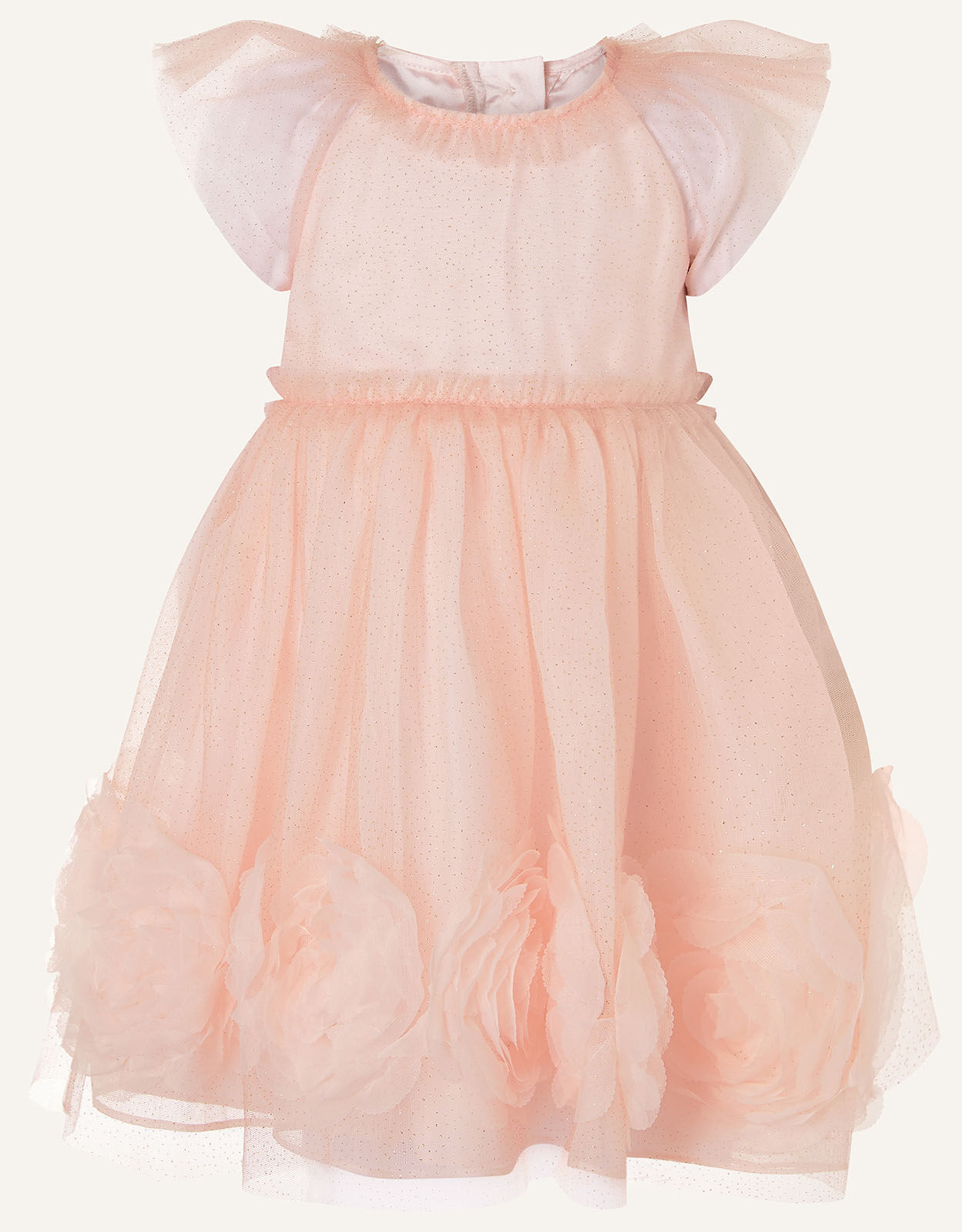 Baby 3D Glitter Rose Dress Pink