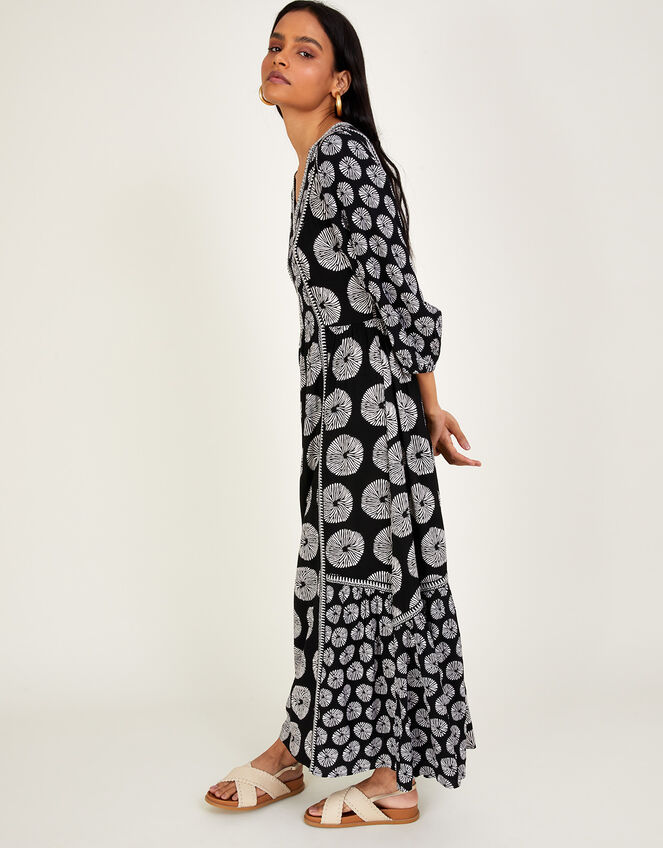 Ashoka Circle Print Midi Dress in LENZING™ ECOVERO™, Black (BLACK), large