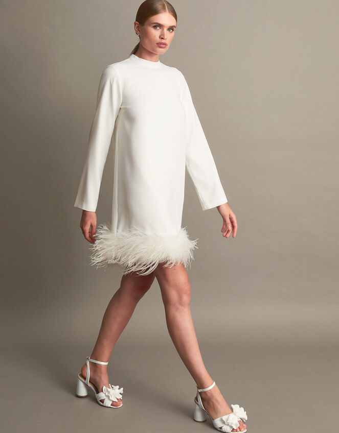 Andrea Feather Bridal Dress, Ivory (IVORY), large