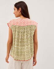 Elma Sleeveless Print Top, Green (KHAKI), large