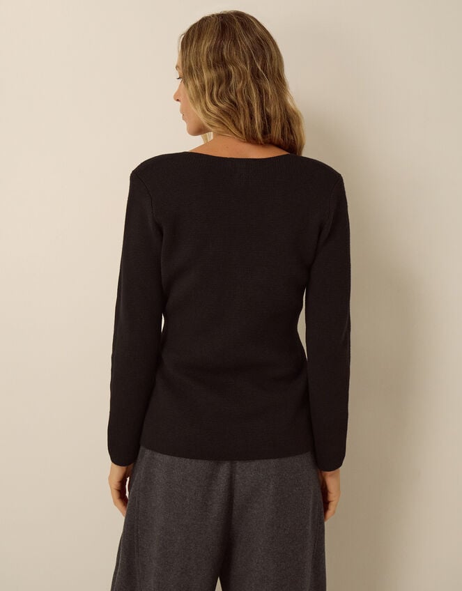 Saf V-Neck Crossover Cardigan, Black (BLACK), large