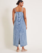 Sian Denim Pinafore Midi Dress, Blue (DENIM BLUE), large