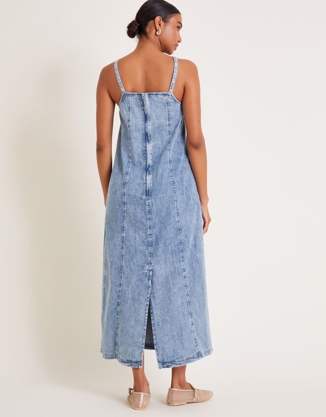 Sian Denim Pinafore Midi Dress, Blue (DENIM BLUE), large