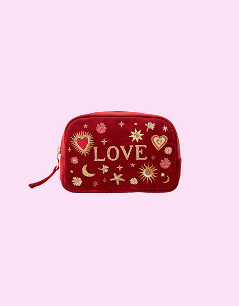 Elizabeth Scarlett Velvet Cosmetic Bag, Red (RED), large