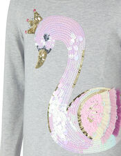 Sequin Swan Long-Sleeve T-shirt, Grey (GREY), large