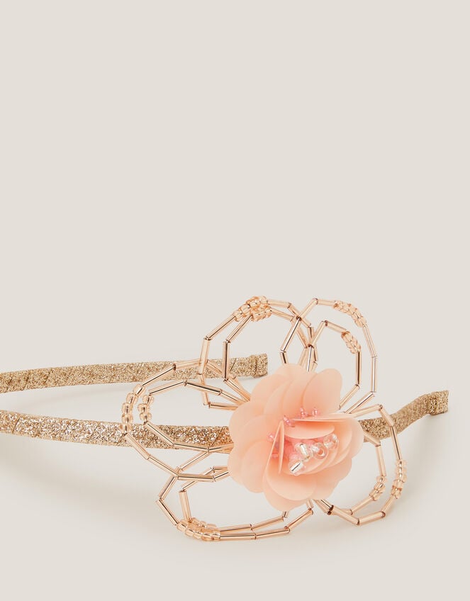 Embellished Flower Glitter Headband, , large