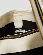 Nia Stripe Strap Tote Bag, Ivory (IVORY), large