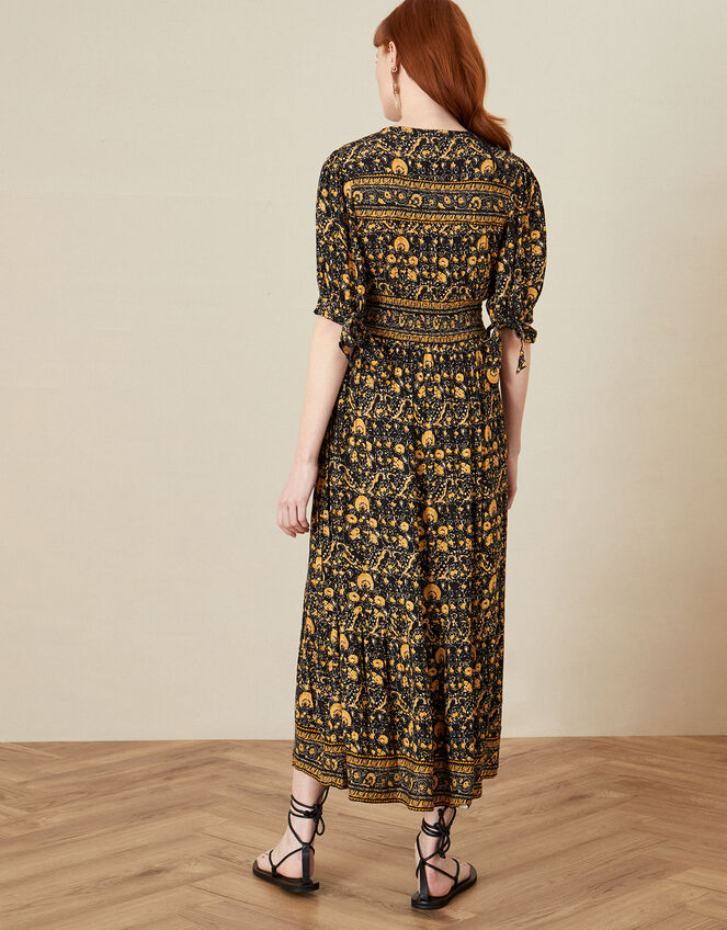 Ariel Heritage Print Midi Dress Black