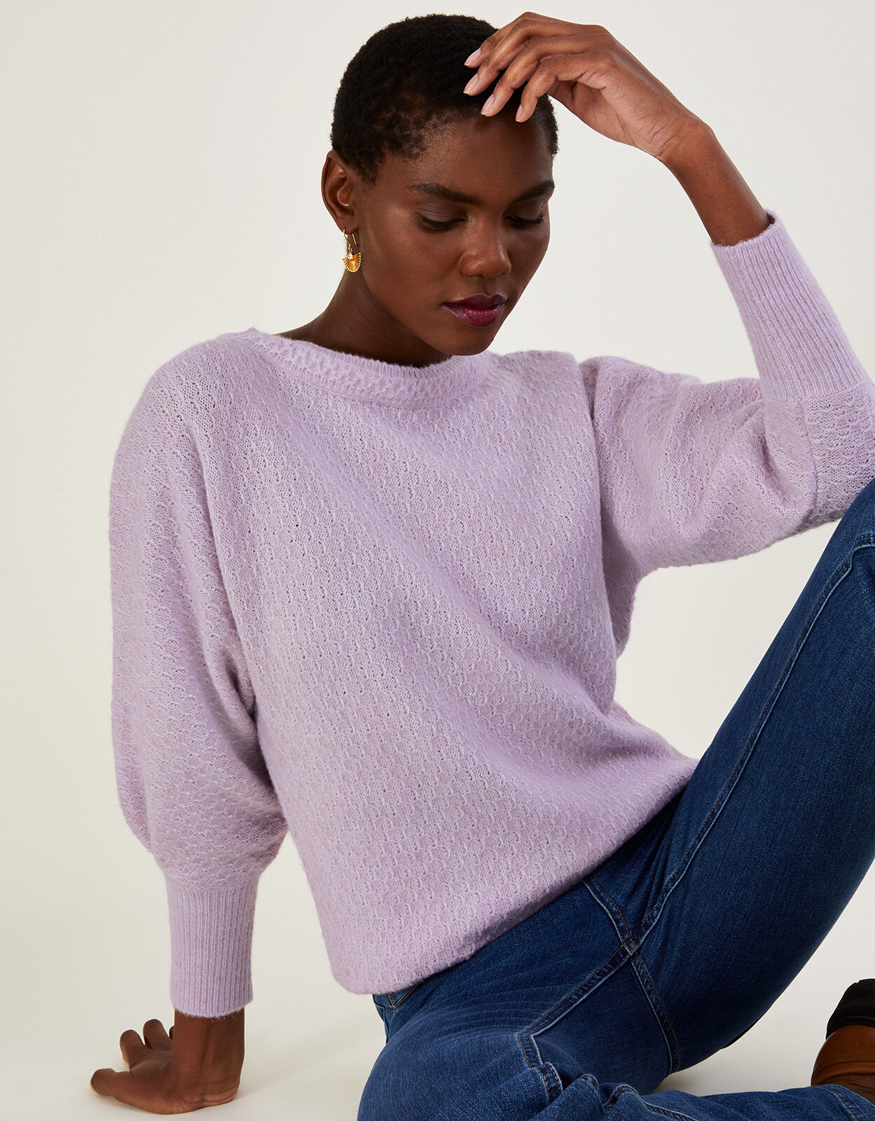 Supersoft Stitch Sweater with Recycled Polyester Purple