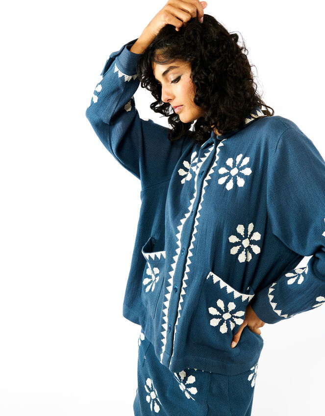 Wild Tomar Woven Collar Jacket, Blue (BLUE), large