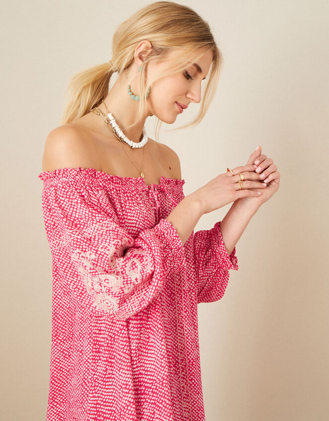 Anastasija Printed Off-Shoulder Dress, Pink (PINK), large
