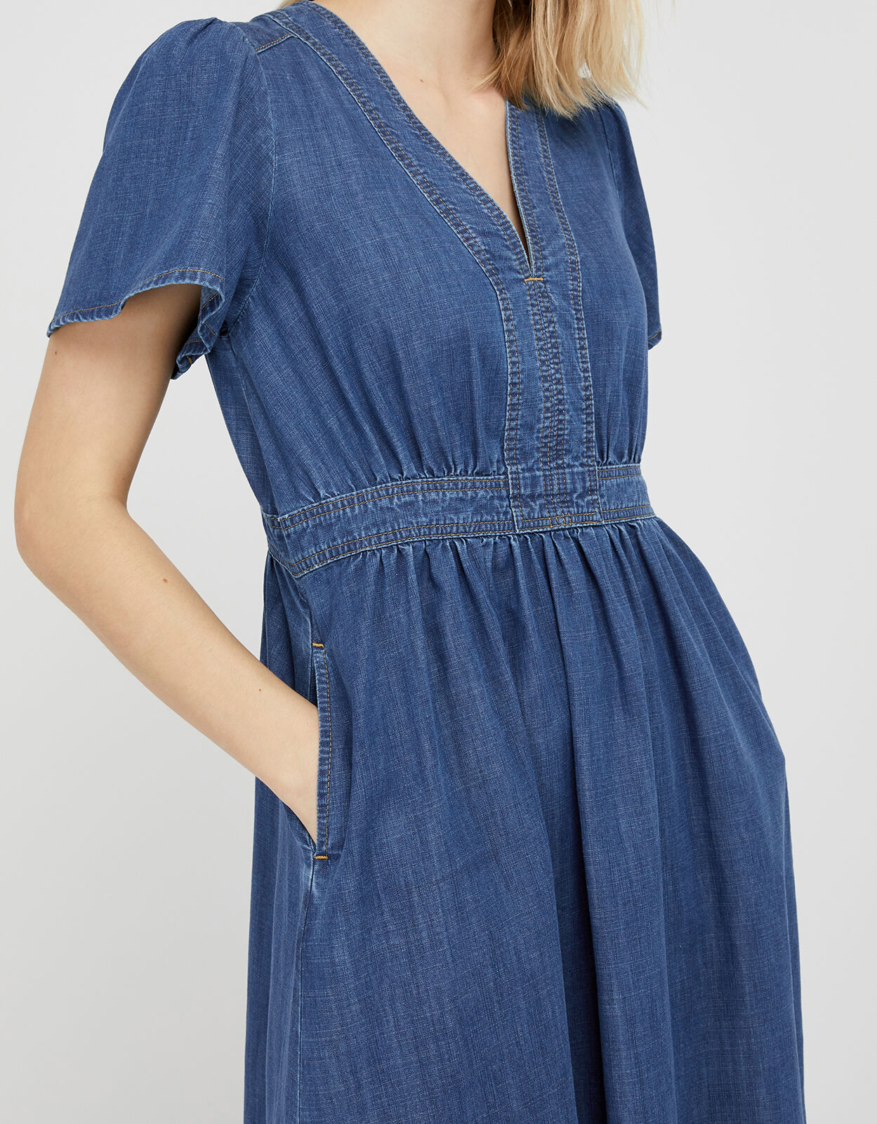 blue jean midi dress