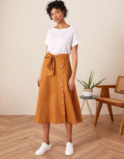 Mock Button Midi Skirt, Camel (CARAMEL), large