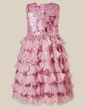 Ruffle Sequin Party Dress, Pink (PINK), large