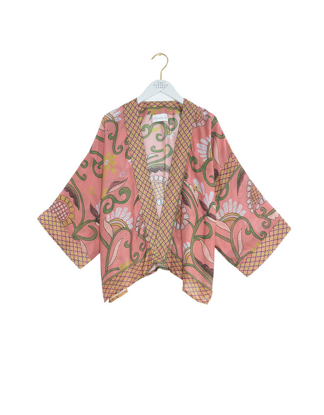 One Hundred Stars Giant Kantha Print Short Kimono, , large