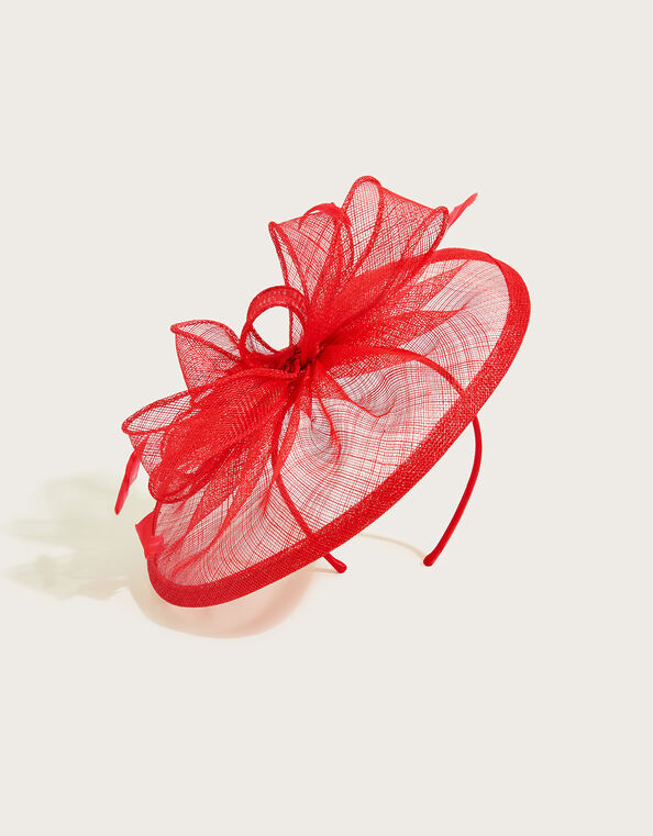 Bow Medium Disc Fascinator, Red (RED), large