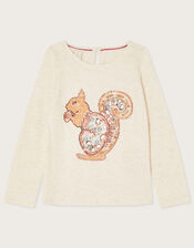 Squirrel Long Sleeve Top, Ivory (IVORY), large
