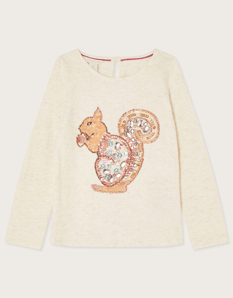 Squirrel Long Sleeve T-Shirt , Ivory (IVORY), large