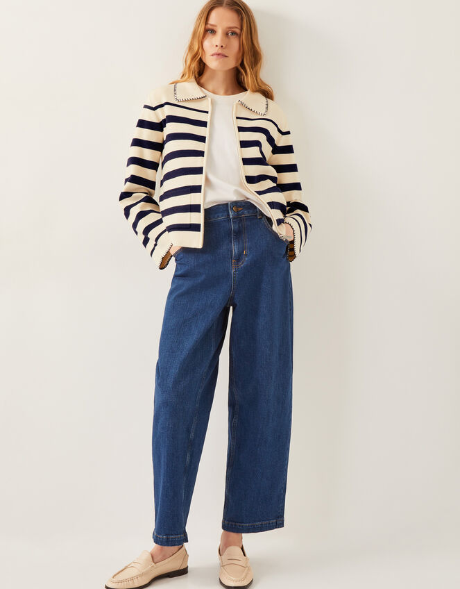 Sabine Stripe Collar Jacket, Ivory (IVORY), large
