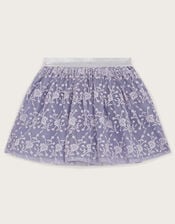 Floral Lace Embroidered Skirt, Purple (LILAC), large