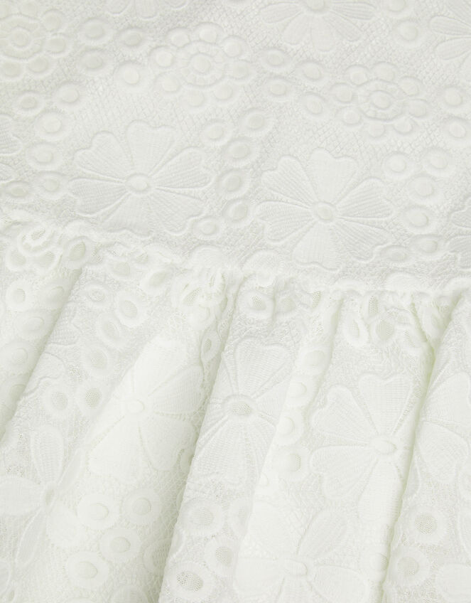 Harper Lace Daisy Bow Dress, White (WHITE), large