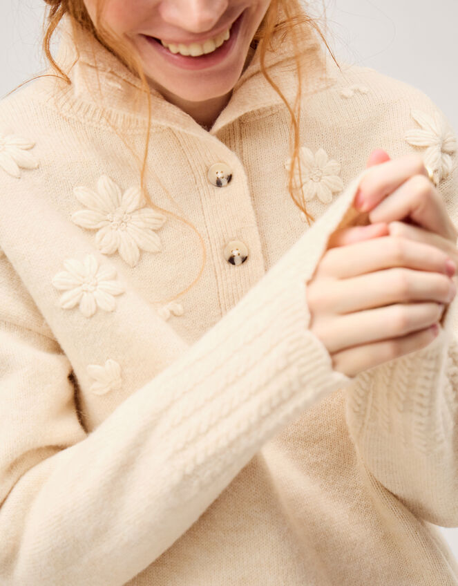 Em Floral Embroidered Knit Jumper, Ivory (IVORY), large